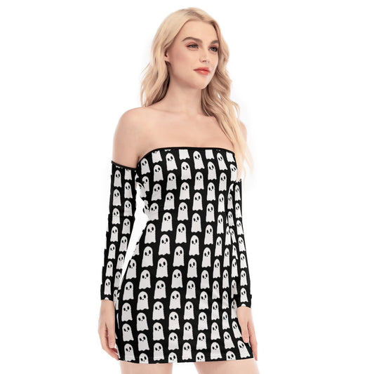 Poltergeist Off-shoulder Back Lace-up Dress