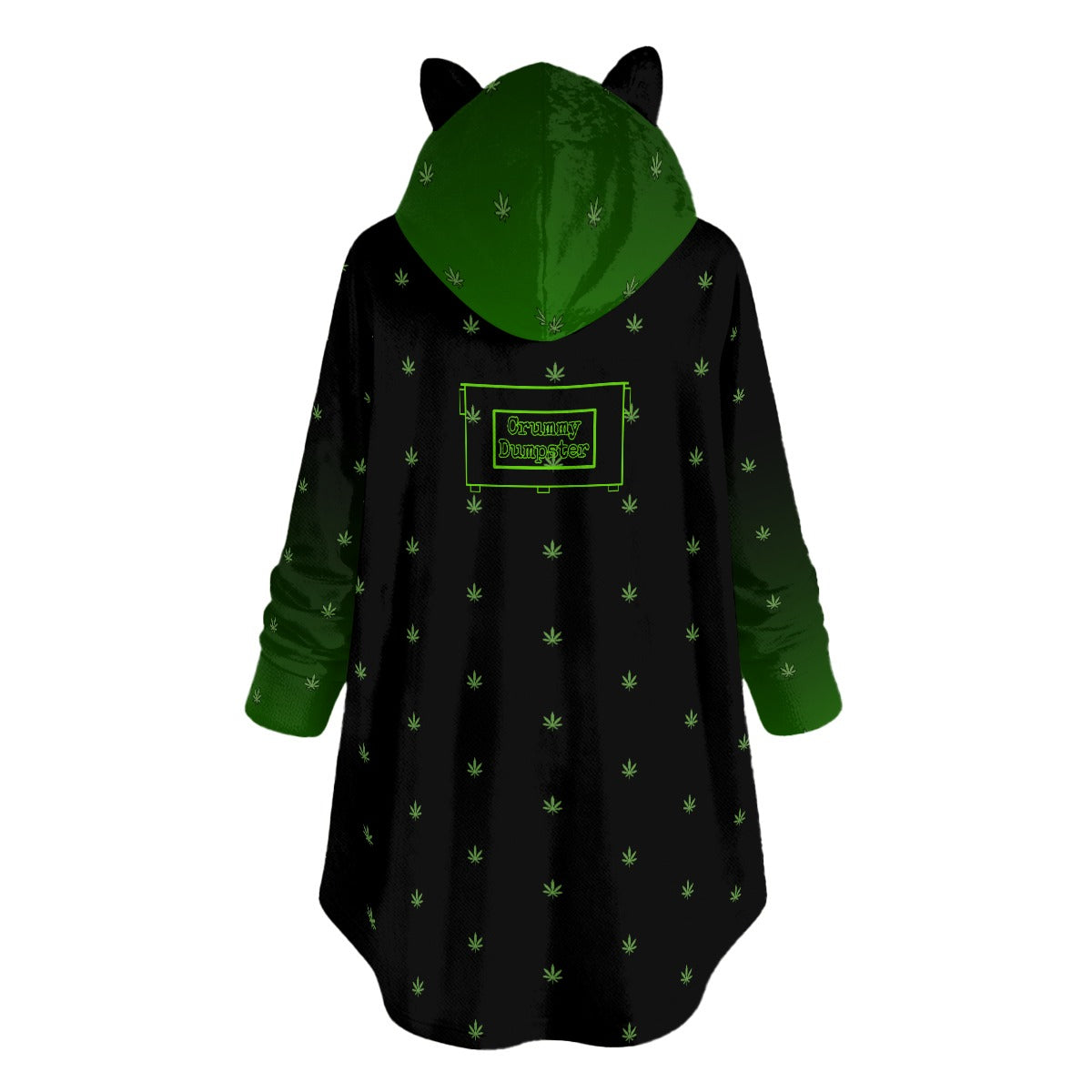 All-Over Print Women's Flannel Hoodie with Cat Ears