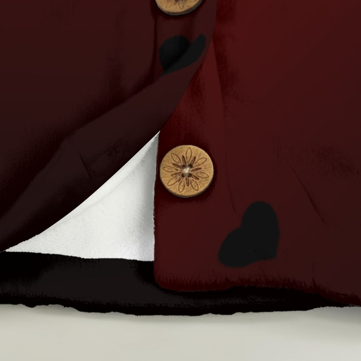 Crimson Kitty Flannel Hoodie with Cat Ears