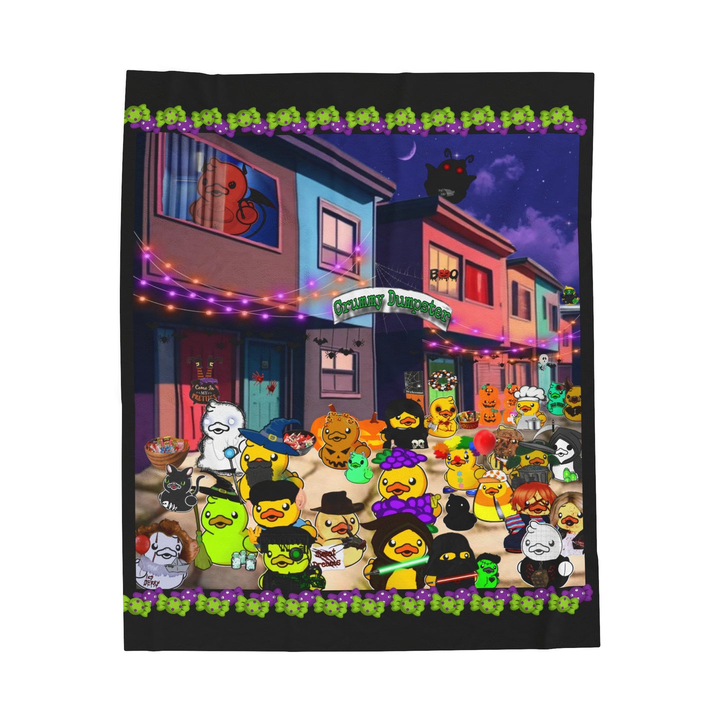 Dumpster Duckies Family Photo Velveteen Plush Blanket