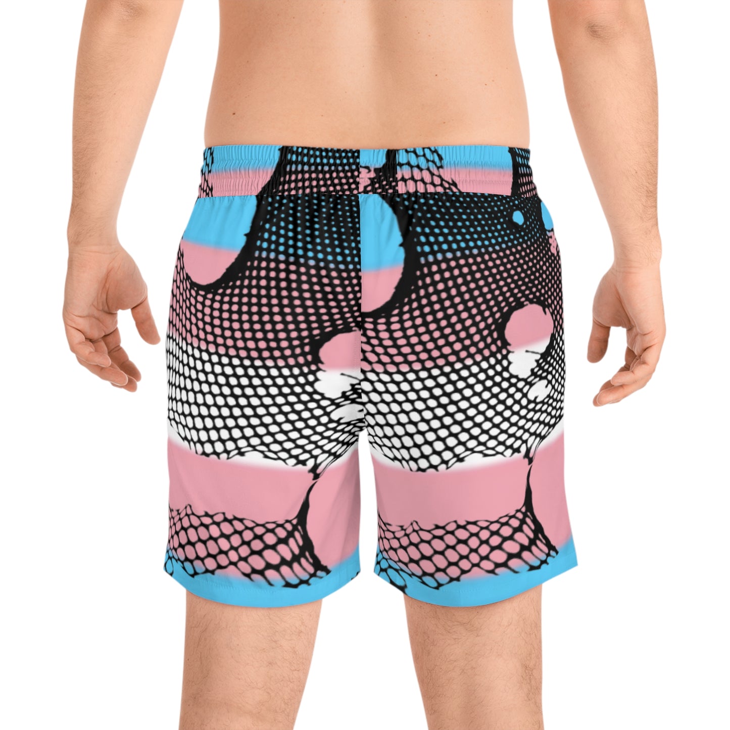 Trans Pride Fishnet Mid-Length Swim Shorts (AOP)