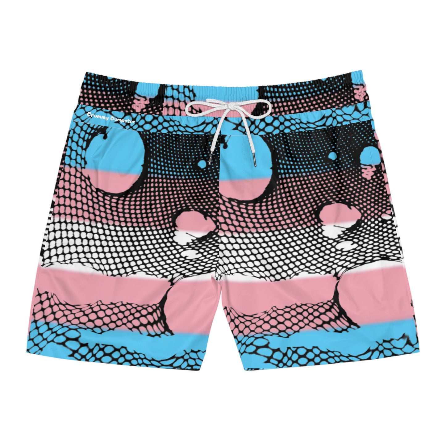 Trans Pride Fishnet Mid-Length Swim Shorts (AOP)