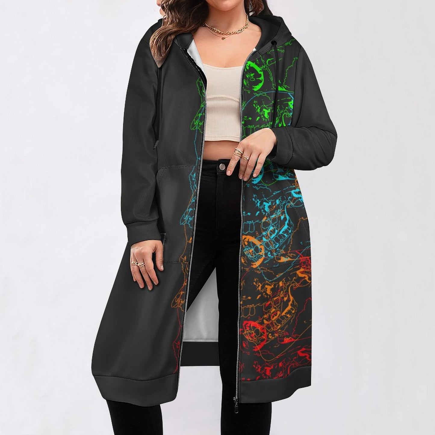 Skullcap Full Zipper Long Sleeve Hoodie