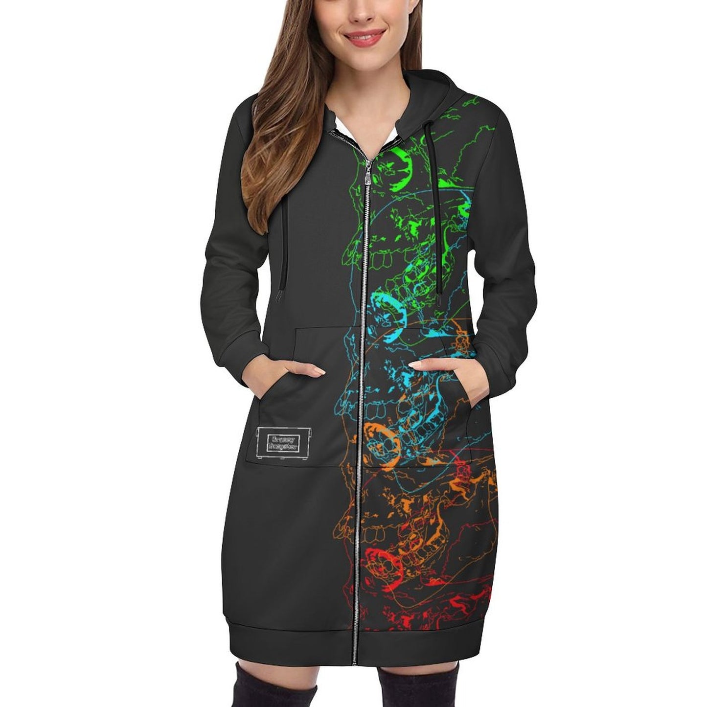 Skullcap Full Zipper Long Sleeve Hoodie