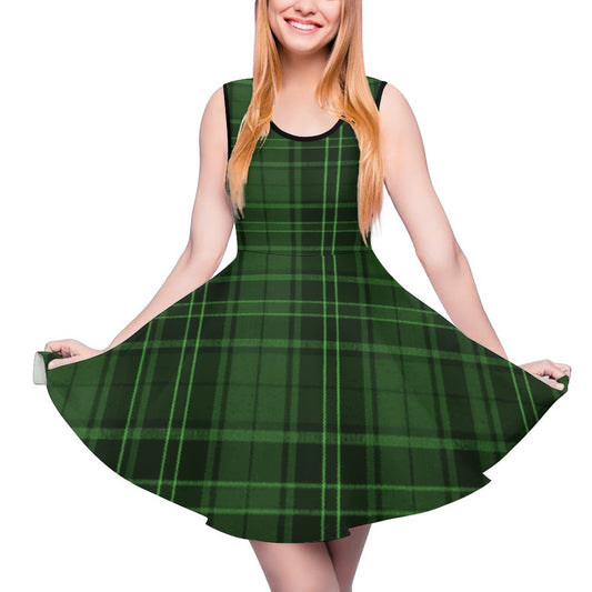 Crummy Plaid Round Neck Sleeveless Dress